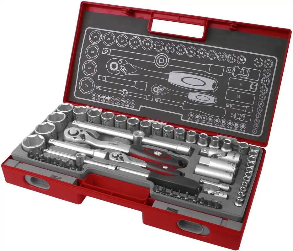 Poslední Šance Hlavice nástrčné, sada 60ks, 1/4", 1/2" FORTUM