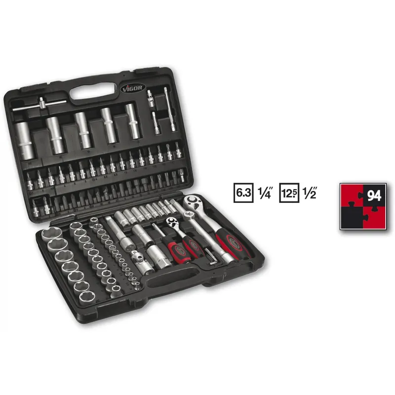 Novinka Sada nářadí gola 94 dílná 1/2", 1/4" VIGOR V1706
