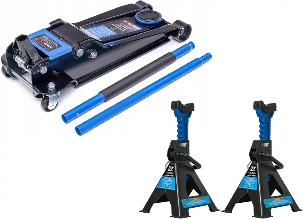 Výhodná Nabídka AKČNÍ SET Hydraulický nízkoprofilový zvedák (hever) TA288 4t s podpěrami MB-JS3T 3t