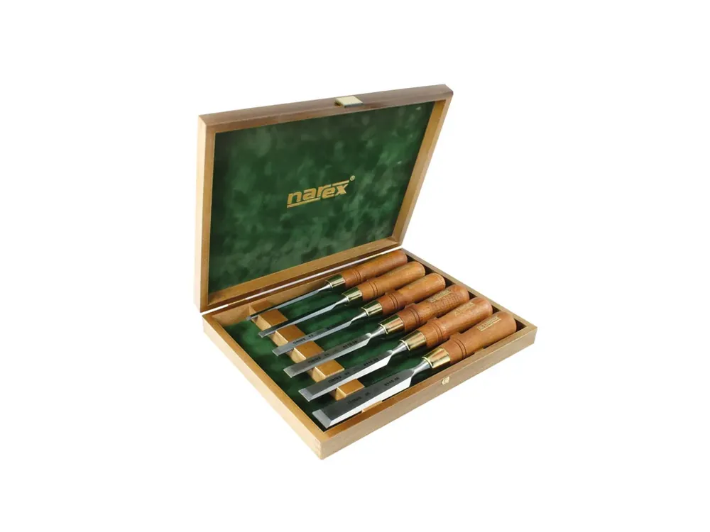 Sada plochých dlát PREMIUM v dřevěné kazetě 6-dílná Wood line Plus Narex Bystřice 853200 Akce