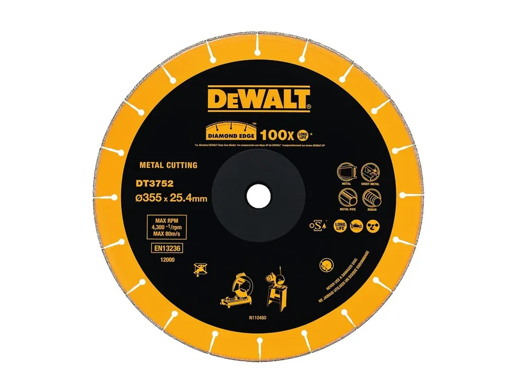 Cenová Bomba Dia řezný kotouč 355mm na řezání kovu, plastů a profilů DT3752 pro rozbrusky DeWALT