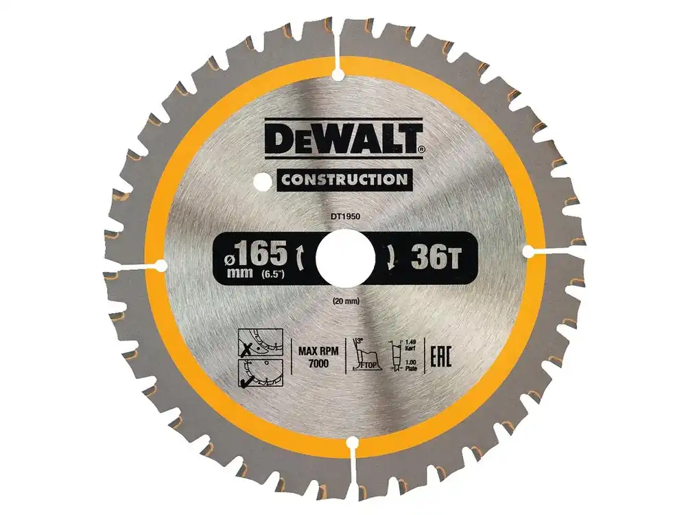 Vysoce Kvalitní Pilový kotouč 165x1,6x20mm, 36 zubů DT1950 DeWALT