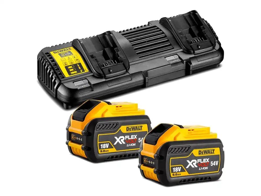 Výprodej Nabíječka pro zásuvné baterie XR 10,8 - 54V FLEXVOLT + 2ks baterie 9,0Ah DCB132X2 DeWALT