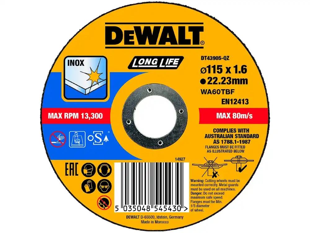 Cenově Výhodný Řezný kotouč na nerezovou ocel 115x1,6x22,2 DeWALT DT43905