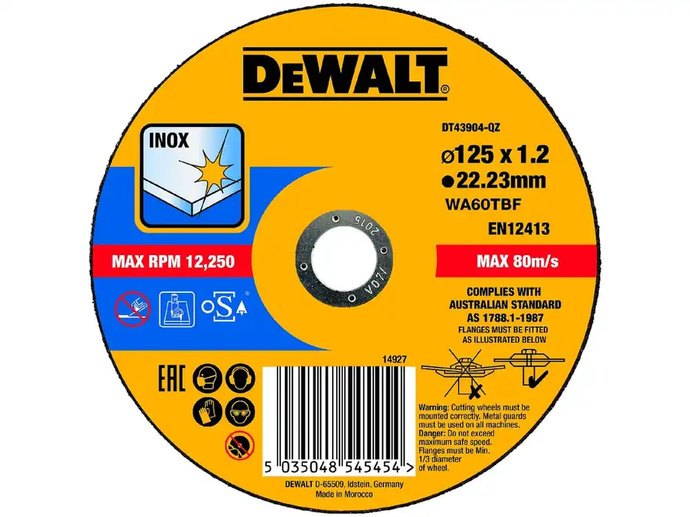 Poslední Šance Řezný kotouč na nerezovou ocel 125x1,2x22,2 DeWALT DT43904