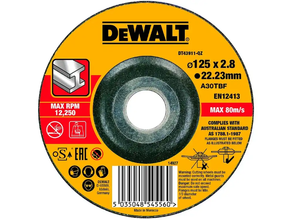 Nakupujte Hned Řezný kotouč na kov vypouklý 125x3,0x22,2 DeWALT DT43911