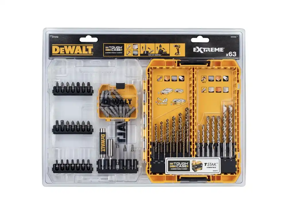 Horká Nabídka Sada vrtáků do zdiva a do kovu EXTREME 63dílná DeWALT DT70759