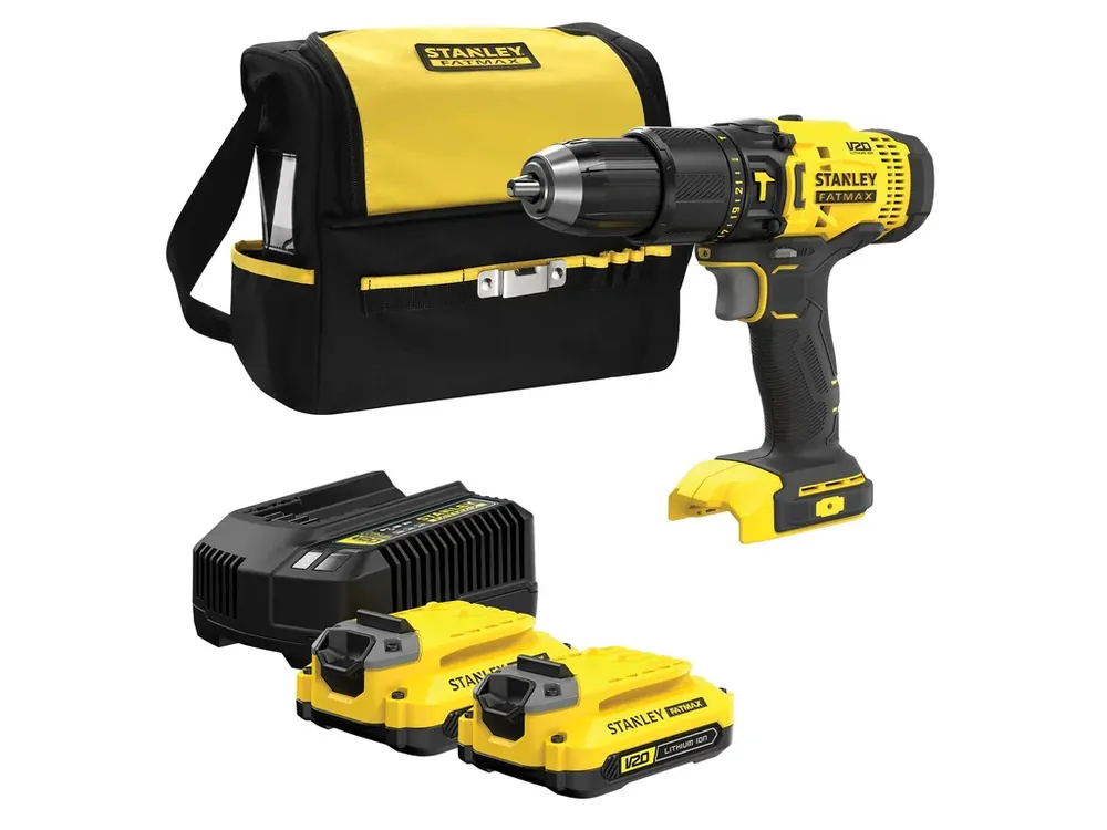 Aku bezuhlíková příklepová vrtačka 18V 1,5 Li-Ion SFMCD711C2S Stanley FATMAX V20 Nejlepší Cena