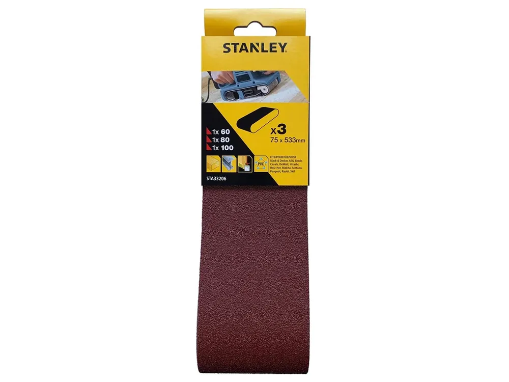 Brusné pásy 3ks P60,P80,P100 75x533mm Stanley STA33206 Odeslání Ihned