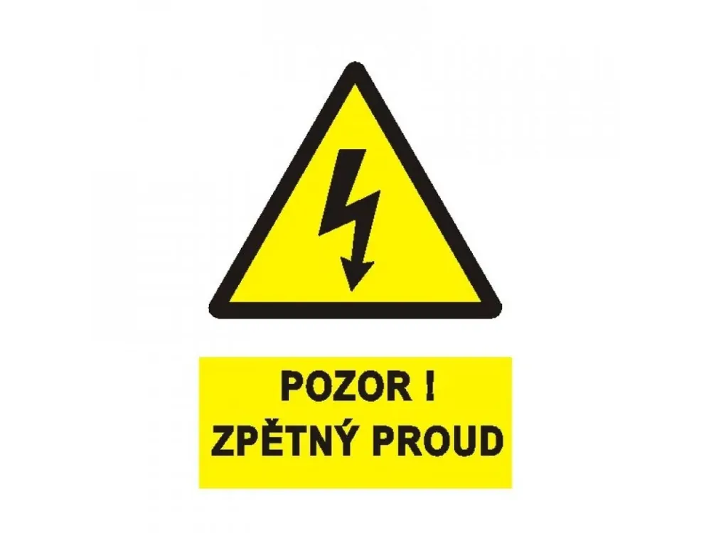 Samolepka pozor zpětný proud - formát A7 Časově Omezené