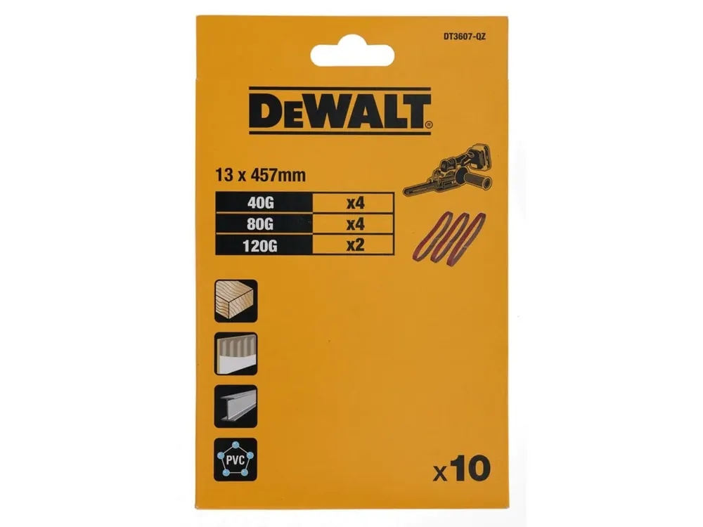Cenově Výhodný Brusné pásy pro prstovou brusku 10ks P40,80,120 mix 13x457mm DeWALT DT3607