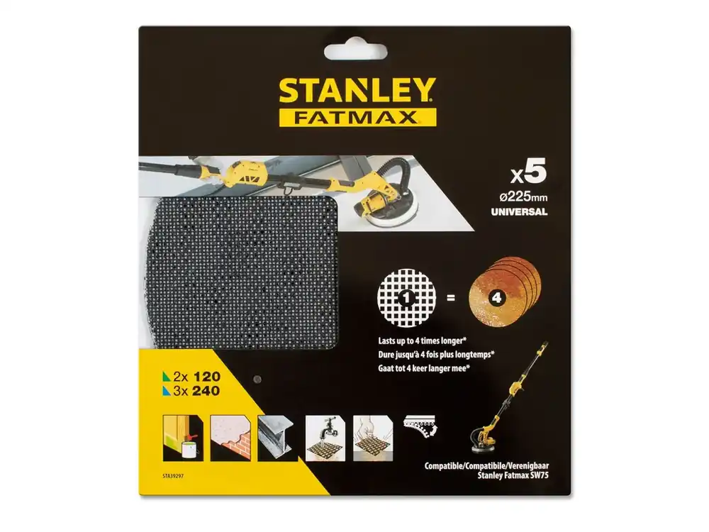 Brusná mřížka na suchý zip 225 mm, P120 a P240 Stanley STA39297 Originální
