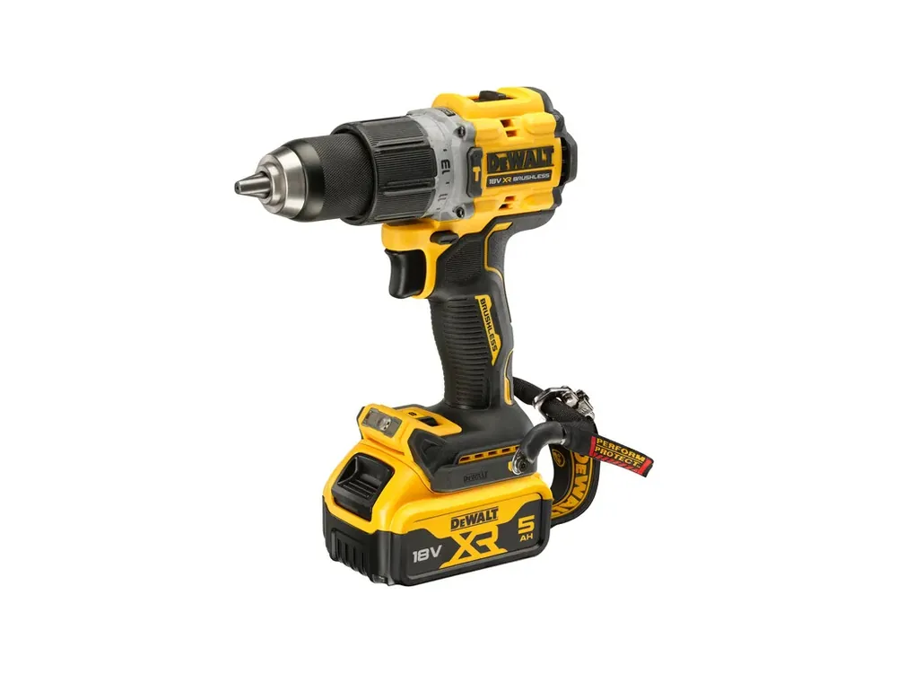 Aku bezuhlíková příklepová vrtačka 18V XR 5,0Ah LANYARD READY DCD805P2LRT DeWALT Horká Nabídka