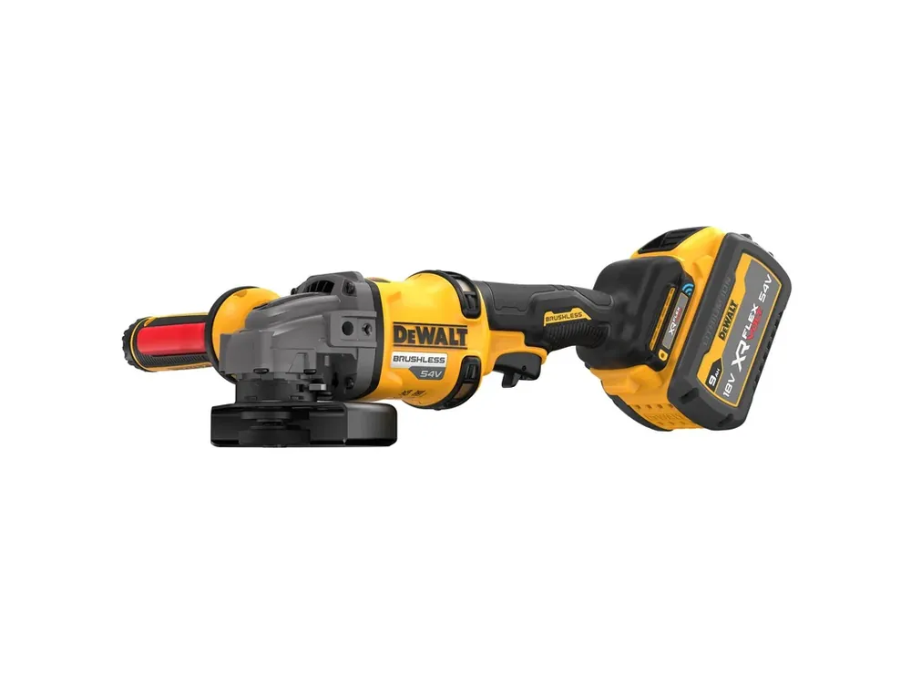 Ověřený Aku bruska úhlová s bezp.ruk 125mm 54V 9,0Ah Li-Ion XR FLEXVOLT DCG418SHDX2 DeWALT