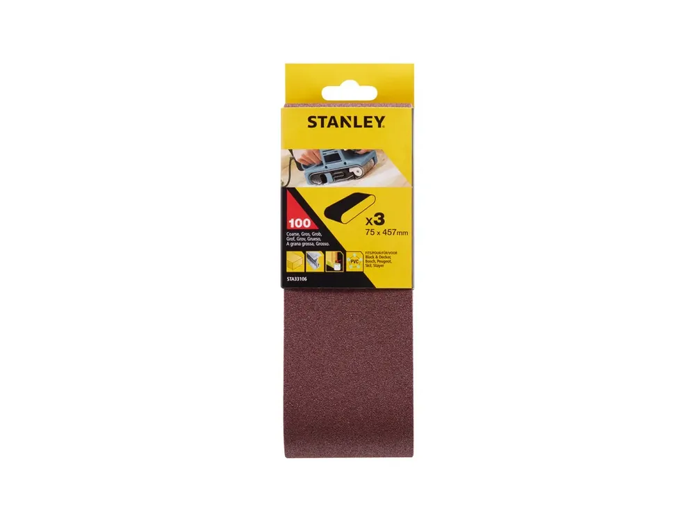 Odeslání Ihned Brusné pásy 3ks P100 75x457mm Stanley STA33106