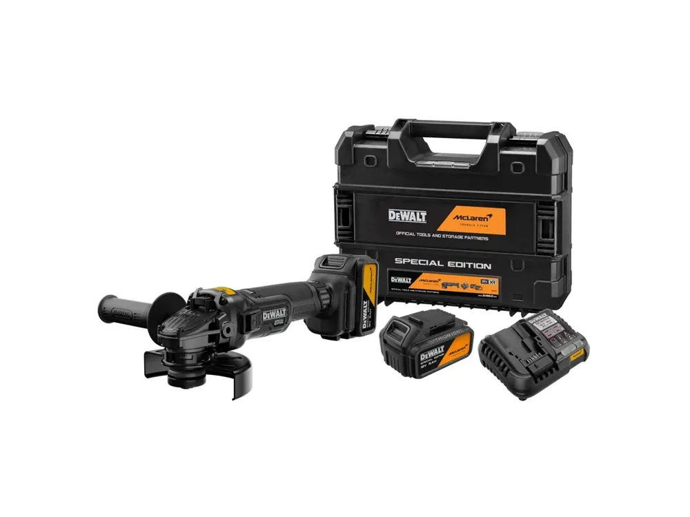 Levný Aku bruska úhlová 125mm 18V XR 5,0Ah Li-Ion McLaren edice DCG45MP2T DeWALT