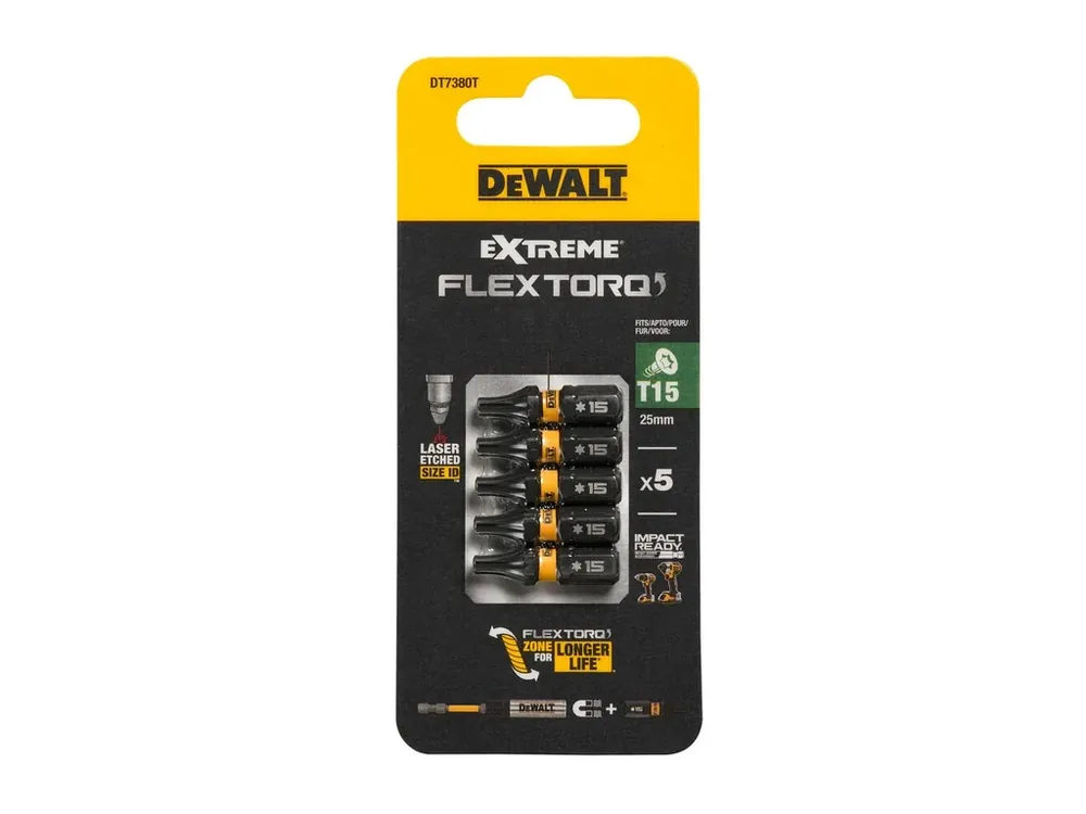 Cenově Výhodný Bit 1/4" TORX T15 x 25mm IMPACT Torsion bal.5ks DT7380T DeWALT