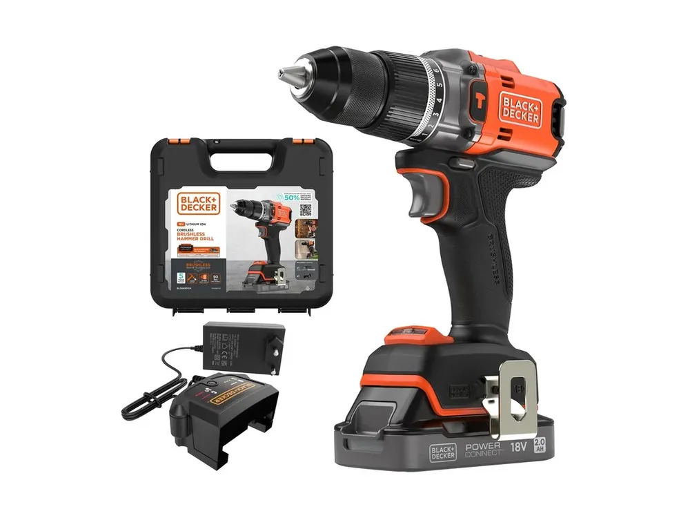 Aku bezuhlíková příklepová vrtačka 2,0Ah Li-Ion 18V BLD683D1XK BLACK&DECKER Časově Omezené