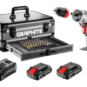 Odeslání Ihned Šroubovák Aku 58G022 v AL kufru + 2x baterie 2Ah, nabíječka a 109ks příslušenství Graphite