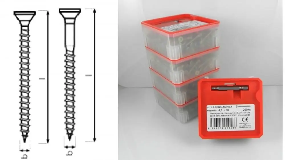 Ověřený Vrut UQ FLAT 4 x 30 Q box 1/1 200ks