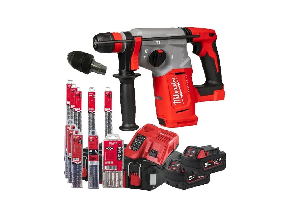 M18 bezuhlíkové kombi kladivo SDS-plus 26mm, se 4 režimy a sklíčidlem FIXTEC™ Milwaukee M18 BLHX100P-502P Rychlé Dodání