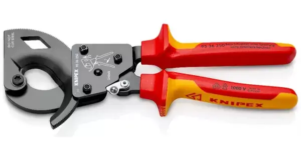 Sleva Stříhací kleště na kabely - ráčnové izolované 1000V VDE, Knipex 320mm