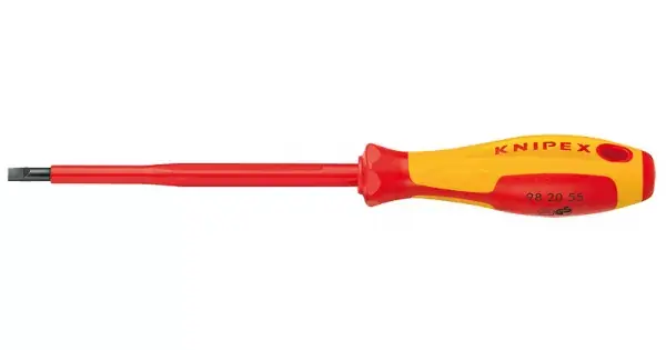 Autentický Šroubovák plochý izolovaný 1000V VDE, Knipex 3mm šířka břitu 3mm, délka 202mm