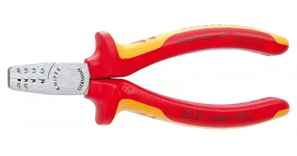 Kleště na kabelové koncovky izolované 1000V VDE, Knipex 145mm Časově Omezené