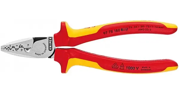Kleště na kabelové koncovky izolované 1000V VDE, Knipex 180mm Cenový Hit