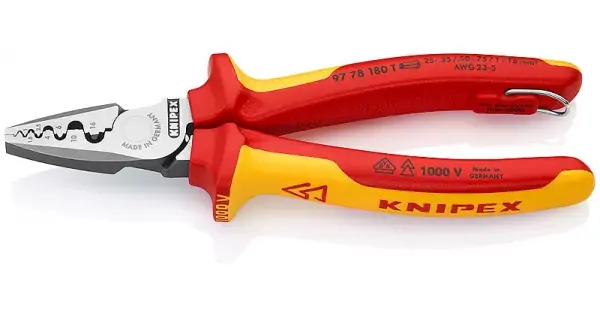 Kleště na kabelové koncovky izolované 1000V VDE, Knipex 180mm Akce