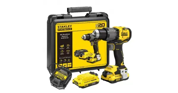 Aku bezuhlíková vrtačka s příklepem V20 18V 2x2,0Ah Stanley FatMax SFMCD726D2K Akční Cena