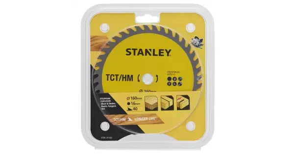 Vysoce Kvalitní Pilový kotouč TCT/HM pro příčné řezy 160 x 16 mm, 40 zubů Stanley STA13105