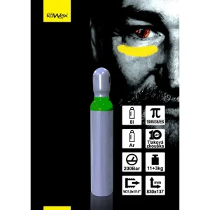 Sezónní Sleva KOWAX® Láhev ARGON 8 l, 200 bar, W21,8x1/14 prázdny obal