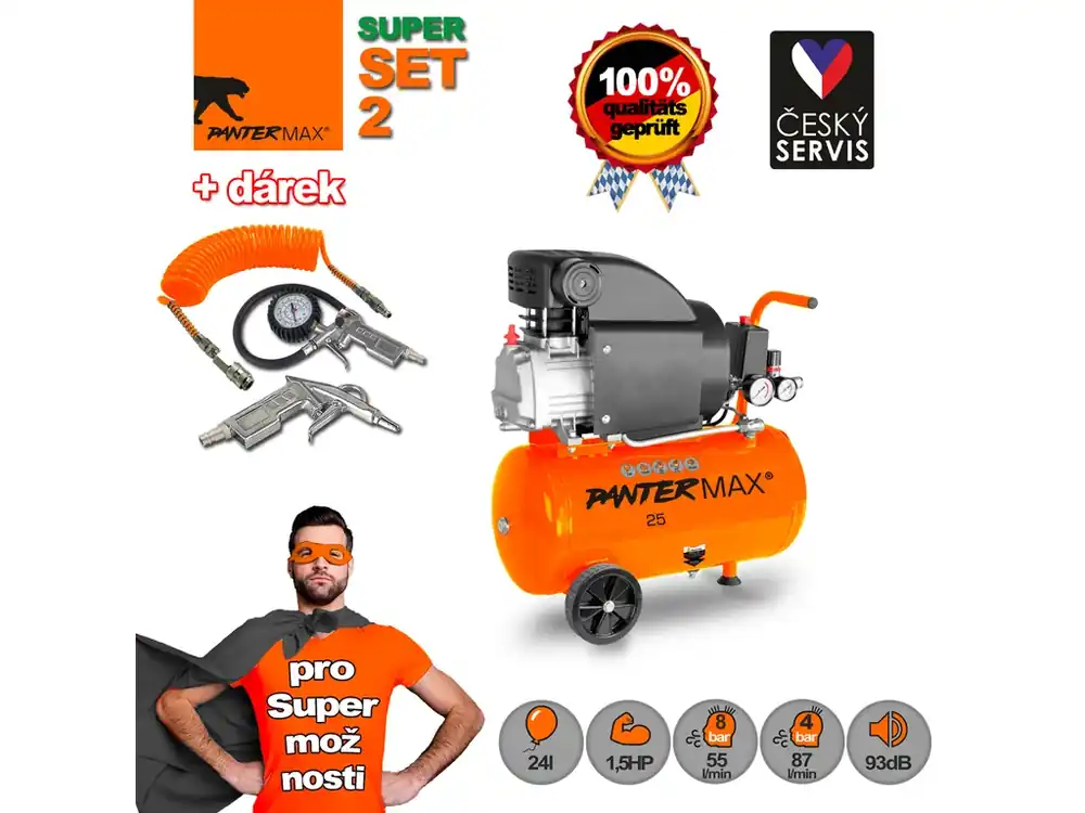 PANTERMAX® Olejový Kompresor AirFlow® 25 SET2 Nakupujte Hned