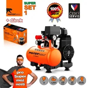Oblíbený PANTERMAX® Super tichý bezolejový kompresor AirFlow® 3 SILENT SET1