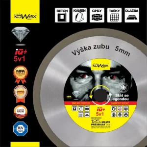 Hit Sezóny KOWAX® Diamantový řezný kotouč IQ+ 5v1 ø 125 x 2,2 x 10 mm CELOOBVODOVÝ