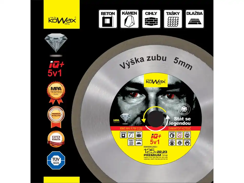 Hit Sezóny KOWAX® Diamantový řezný kotouč IQ+ 5v1 ø 125 x 2,2 x 10 mm CELOOBVODOVÝ