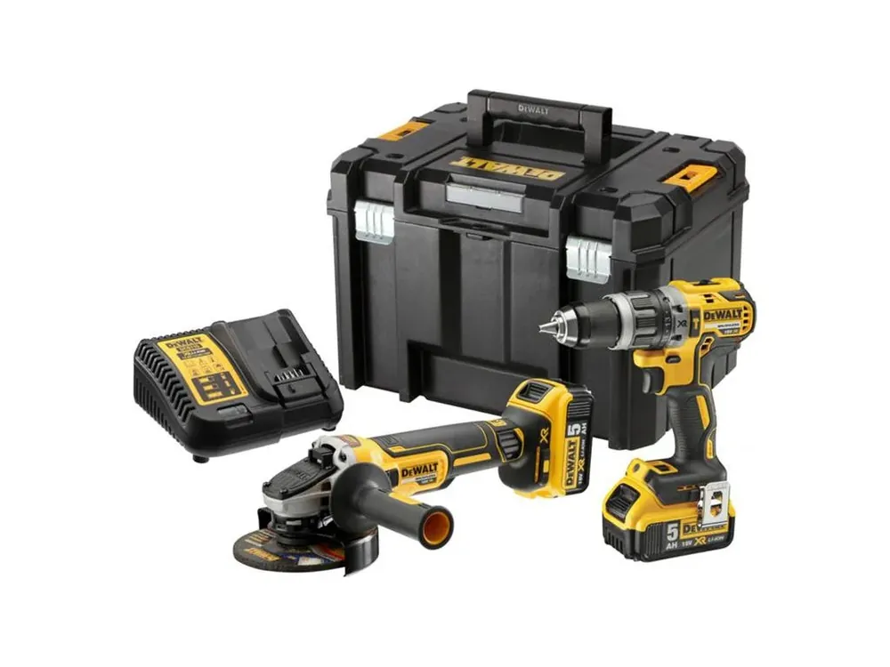Originální DeWALT DCK2080P2T kombo sada DCD796 + DCG405 + 2x 5ah + DCB115 + TSTAK