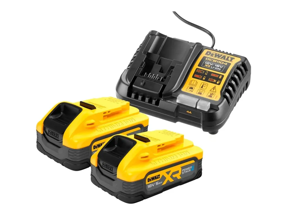 DeWALT DCB1104H2-QW XR nabíječka + 2 x 18 V POWERSTACK 5,0 Ah Li-Ion Super Cena