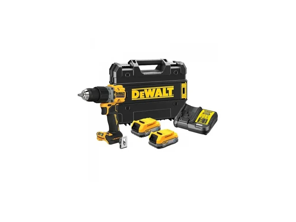 DeWALT DCD805E2T-QW 18 V XR vrtačka s příklepem 2x aku POWERSTACK 1,7 Ah, kroutící moment 90/34 Nm, otáčky 0 -650-2000 ot./min, kufr Tstak Akční Cena