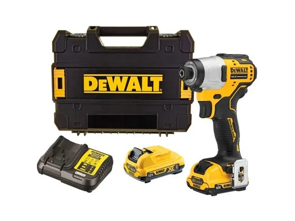 Hit Sezóny DeWALT DCF801D2-QW 12V BEZUHLÍKOVÝ rázový utahovák 2 x akumulátor 2,0 Ah, 0-1000/ 0-1500 / 0-2600 ot./min, uchycení 1/4"