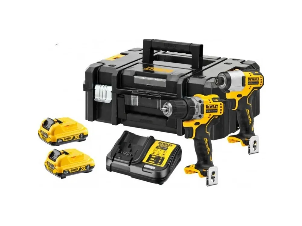 Cenově Výhodný DeWALT DCK2110L2T-QW 12V kombo sada DCD701 + DCF801, 2 x akumulátor 3,0 Ah v kufru TSTAK