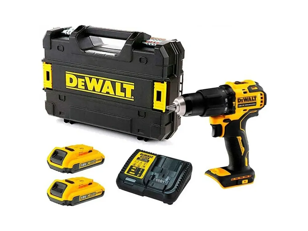 DeWALT DCD709D2T Aku bezuhlíková příklepová vrtačka 65Nm XR (18V/2x2,0Ah) kufr Tstak Nová Kolekce