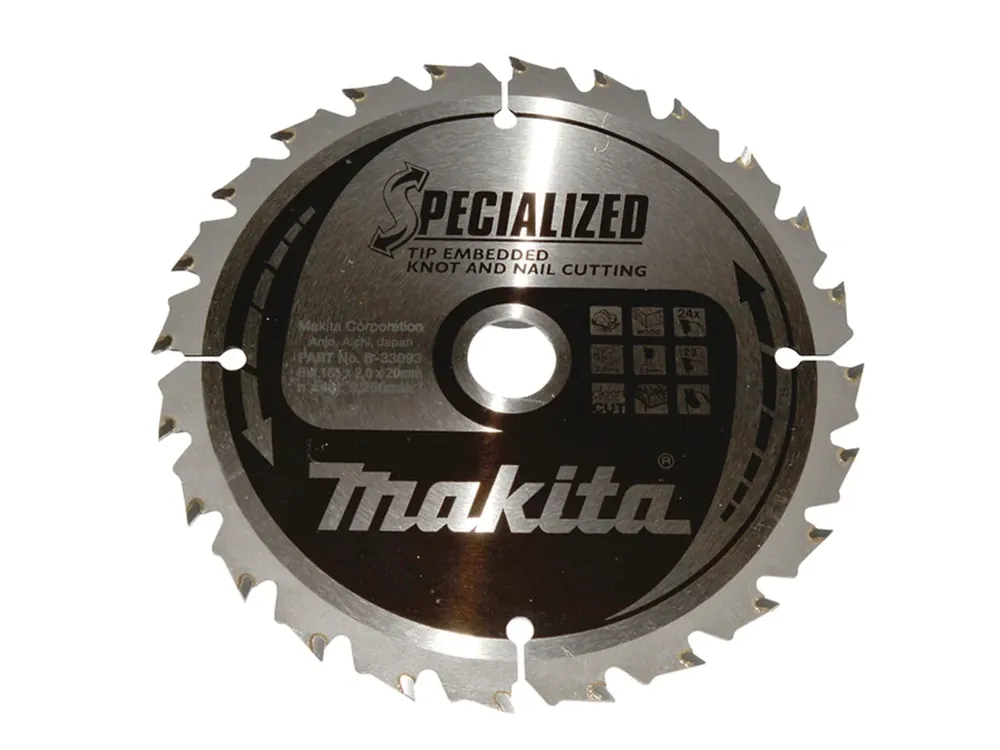 Makita B-33093 kotouč pilový dřevo SPECIALIZED se zapuštěnými zuby 165x2x20mm 24Z = old B-09391 Horká Nabídka
